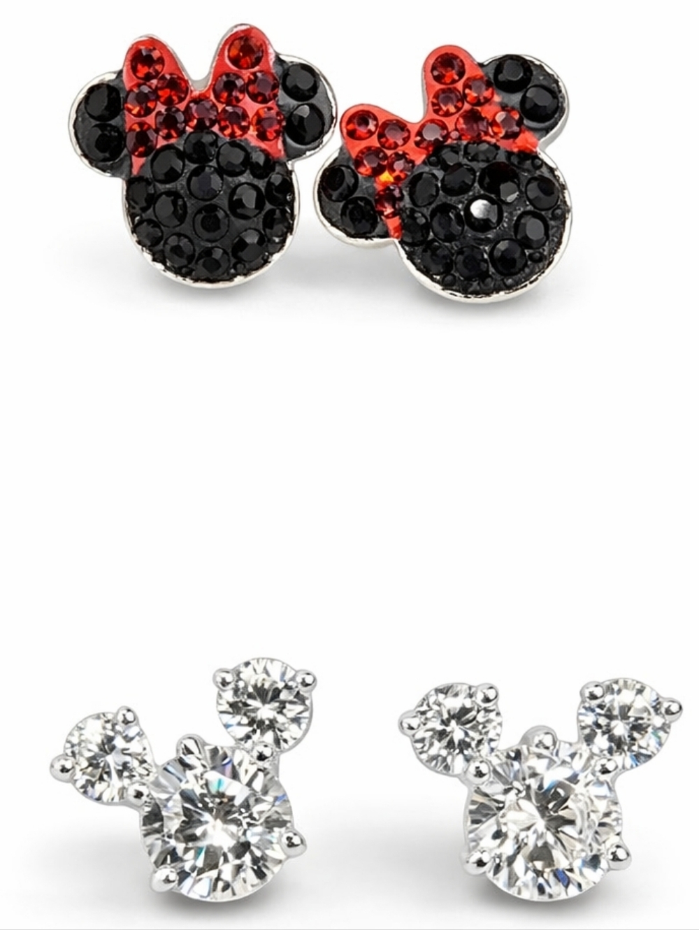 Disney Mickey & Minnie Mouse Black and Red Crystal Earrings